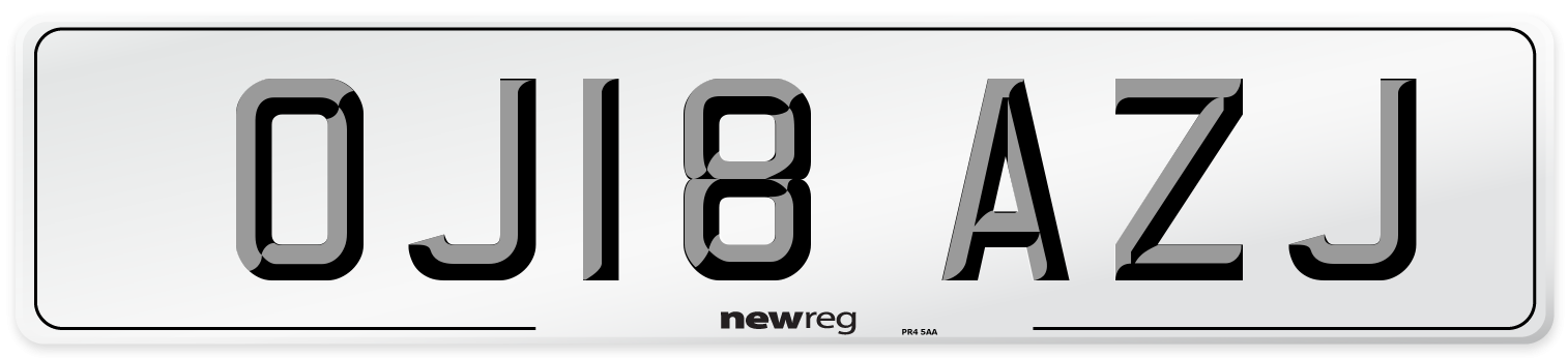OJ18 AZJ Number Plate from New Reg